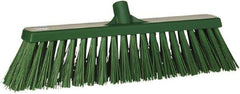Vikan - 19" Heavy Duty Synthetic Push Broom - 2" Bristle Length, Plastic Block, European Threaded Handle Connection - Apex Tool & Supply