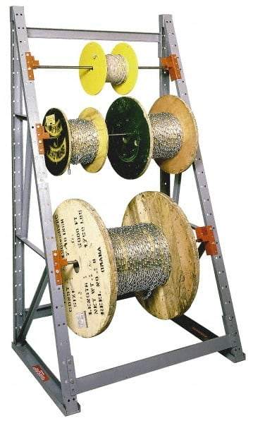 Made in USA - 1 Bay, 2,000 Lb Capacity, Gray Reel Storage Rack - 48" Wide x 120" High x 36" Deep - Apex Tool & Supply