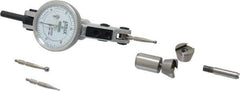 Fowler - 0.06 Inch Range, 0.0005 Inch Dial Graduation, Horizontal Dial Test Indicator - 1 Inch White Dial, 0-15-0 Dial Reading - Apex Tool & Supply