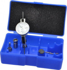 Fowler - 0.06 Inch Range, 0.001 Inch Dial Graduation, Horizontal Dial Test Indicator - 1 Inch White Dial, 0-15-0 Dial Reading - Apex Tool & Supply