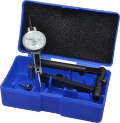 Fowler - 12 Piece, 0" to 0.06" Measuring Range, 1" Dial Diam, 0-15-0 Dial Reading, Horizontal White Dial Test Indicator Kit - 5/8" Contact Point Length, 0.04, 0.08 & 0.12" Ball Diam, 0.0005" Dial Graduation - Apex Tool & Supply