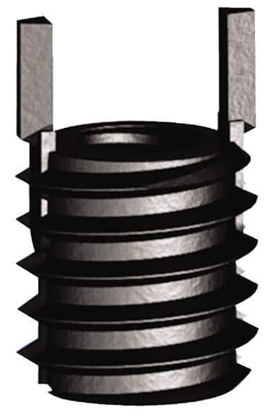 Jergens - M6x1.00 Internal, 3/8-16 External, Metric Coarse/UNC, 7.8mm Insert Length, Solid Keylocking Thread Inserts - Carbon Steel, Zinc Phosphate Finish, Grade C1215, 6H Internal Class of Fit, 2A External Class of Fit, Use Tool 215-064843 - Apex Tool & Supply