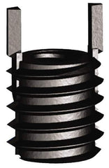 Jergens - #8-32 Internal, 3/8-16 External, UNC, 7.8mm Insert Length, Extra Heavy Duty Keylocking Thread Inserts - Carbon Steel, Zinc Phosphate Finish, Grade C1215, 2B Internal Class of Fit, 2A External Class of Fit, Use Tool 215-064732 - Apex Tool & Supply