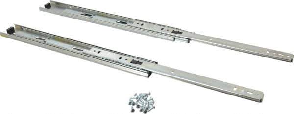 Knape & Vogt - 14" Slide Length, 14" Travel Length, Steel Precision Drawer Slide - 1/2" Wide, 1-13/16" High, 100 Lb Capacity at Full Extension, Chrome Finish - Apex Tool & Supply