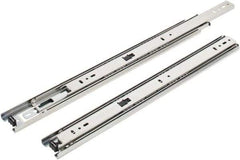 Knape & Vogt - 16" Slide Length, 16" Travel Length, Steel Precision Drawer Slide - 1/2" Wide, 1-13/16" High, 100 Lb Capacity at Full Extension, Chrome Finish - Apex Tool & Supply