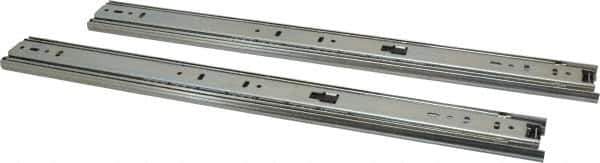 Knape & Vogt - 18" Slide Length, 18" Travel Length, Steel Precision Drawer Slide - 1/2" Wide, 1-13/16" High, 100 Lb Capacity at Full Extension, Chrome Finish - Apex Tool & Supply