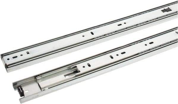 Knape & Vogt - 24" Slide Length, 24" Travel Length, Steel Precision Drawer Slide - 1/2" Wide, 1-13/16" High, 100 Lb Capacity at Full Extension, Chrome Finish - Apex Tool & Supply
