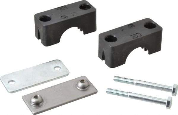 HYDAC - 2.83" Wide x 2.52" High x 1.18" Deep, Polypropylene Standard Duty Vibration-Control Clamp - Carbon Steel Plate, Mount with Weld Plate, Top Plate, Plastic Clamp Pair, Bolts - Apex Tool & Supply