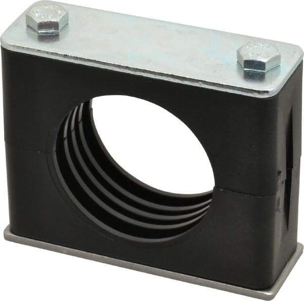 HYDAC - 3.46" Wide x 2.83" High x 1.18" Deep, Polypropylene Standard Duty Vibration-Control Clamp - Carbon Steel Plate, Mount with Weld Plate, Top Plate, Plastic Clamp Pair, Bolts - Apex Tool & Supply