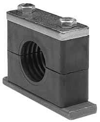 HYDAC - 8.86" Wide x 7.87" High x 3.15" Deep, Polypropylene Heavy Duty Vibration-Control Clamp - Carbon Steel Plate, For 3-1/2" Pipe, Mount with Weld Plate, Top Plate, Plastic Clamp Pair, Bolts - Apex Tool & Supply