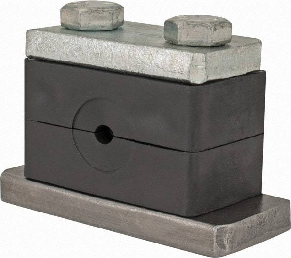 HYDAC - 2.87" Wide x 1.89" High x 1.18" Deep, Polypropylene Heavy Duty Vibration-Control Clamp - Carbon Steel Plate, Mount with Weld Plate, Top Plate, Plastic Clamp Pair, Bolts - Apex Tool & Supply