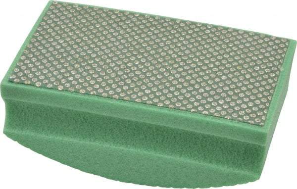 AMPLEX - Medium Grade, 60 Grit, Diamond Hand Pad - Green, 2-1/8" Wide x 3-1/2" Long x 1-1/2" Thick, Coated - Apex Tool & Supply