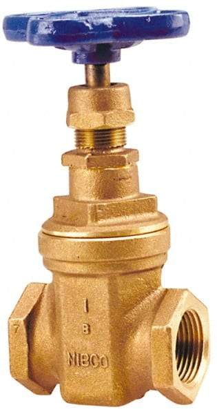 NIBCO - 3" Pipe, Class 150, Threaded Bronze Solid Wedge Stem Gate Valve - 300 WOG, 150 WSP, Screw-In Bonnet - Apex Tool & Supply