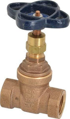 NIBCO - 1/2" Pipe, Class 150, Threaded Bronze Solid Wedge Stem Gate Valve - 300 WOG, 150 WSP, Screw-In Bonnet - Apex Tool & Supply