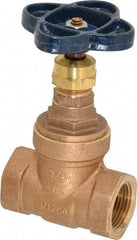 NIBCO - 3/4" Pipe, Class 150, Threaded Bronze Solid Wedge Stem Gate Valve - 300 WOG, 150 WSP, Screw-In Bonnet - Apex Tool & Supply