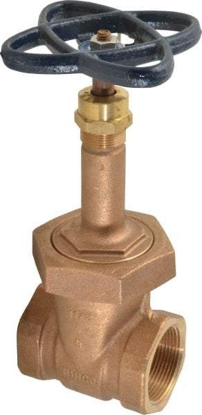 NIBCO - 1-1/2" Pipe, Class 150, Threaded Bronze Solid Wedge Rising Stem Gate Valve - 300 WOG, 150 WSP, Bolted Bonnet - Apex Tool & Supply