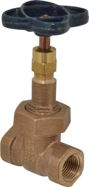 NIBCO - 1/2" Pipe, Class 150, Threaded Bronze Solid Wedge Rising Stem Gate Valve - 300 WOG, 150 WSP, Bolted Bonnet - Apex Tool & Supply