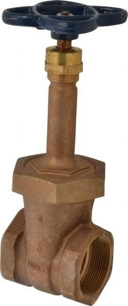 NIBCO - 2" Pipe, Class 150, Threaded Bronze Solid Wedge Rising Stem Gate Valve - 300 WOG, 150 WSP, Bolted Bonnet - Apex Tool & Supply