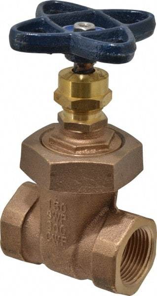 NIBCO - 1" Pipe, Class 150, Threaded Bronze Solid Wedge Stem Gate Valve - 300 WOG, 150 WSP, Union Bonnet - Apex Tool & Supply