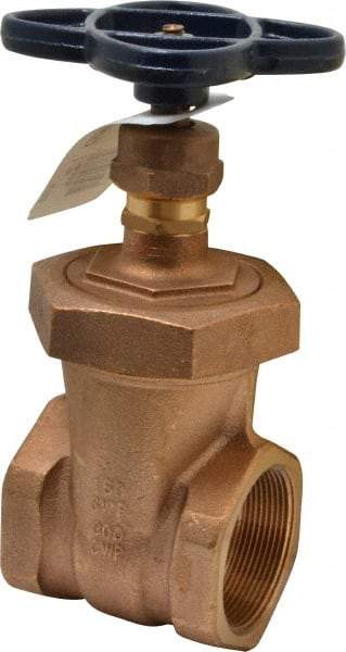 NIBCO - 2" Pipe, Class 150, Threaded Bronze Solid Wedge Stem Gate Valve - 300 WOG, 150 WSP, Union Bonnet - Apex Tool & Supply