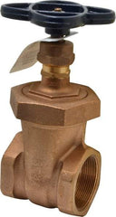 NIBCO - 2" Pipe, Class 150, Threaded Bronze Solid Wedge Stem Gate Valve - 300 WOG, 150 WSP, Union Bonnet - Apex Tool & Supply