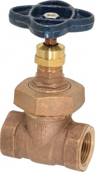 NIBCO - 3/4" Pipe, Class 150, Threaded Bronze Solid Wedge Stem Gate Valve - 300 WOG, 150 WSP, Union Bonnet - Apex Tool & Supply