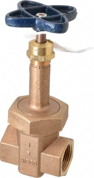 NIBCO - 1" Pipe, Class 200, Threaded Bronze Alloy Solid Wedge Rising Stem Gate Valve - 400 WOG, 200 WSP, Union Bonnet - Apex Tool & Supply