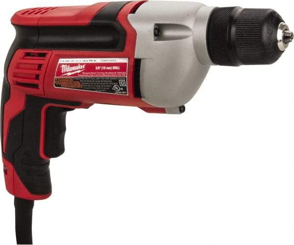 Milwaukee Tool - 3/8" Keyless Chuck, 2,800 RPM, Pistol Grip Handle Electric Drill - 8 Amps, 120 Volts, Reversible, Includes 3/8" Drill & Side Handle - Apex Tool & Supply