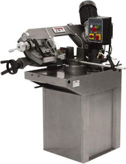 Jet - 7 x 7" Max Capacity, Manual Step Pulley Horizontal Bandsaw - 137 to 275 SFPM Blade Speed, 230 Volts, 45°, 3 Phase - Apex Tool & Supply