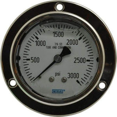 Wika - 2-1/2" Dial, 1/4 Thread, 0-3,000 Scale Range, Pressure Gauge - Lower Back Connection Mount, Accurate to 2-1-2% of Scale - Apex Tool & Supply