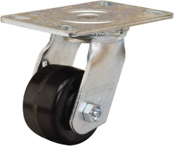 Hamilton - 3-1/4" Diam x 2" Wide x 5-1/4" OAH Top Plate Mount Swivel Caster - Phenolic, 700 Lb Capacity, Straight Roller Bearing, 4-1/2 x 6-1/4" Plate - Apex Tool & Supply
