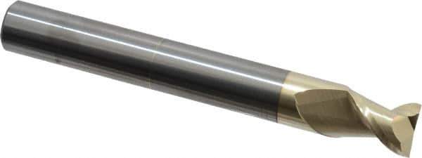 Accupro - 1/2", 5/8" LOC, 1/2" Shank Diam, 4" OAL, 2 Flute, Solid Carbide Square End Mill - Single End, ZrN Finish, Spiral Flute, 45° Helix, Centercutting, Right Hand Cut, Right Hand Flute - Apex Tool & Supply