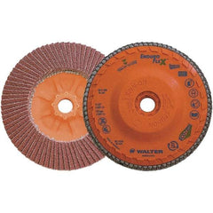 WALTER Surface Technologies - 80 Grit, 4-1/2" Disc Diam, 5/8-11 Center Hole, Zirconia Alumina Flap Disc - 13,300 Max RPM, Plastic Backing, Arbor Attaching System, Coated - Apex Tool & Supply