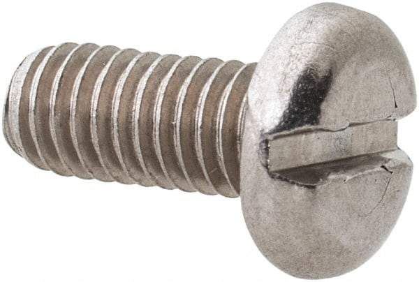 Value Collection - M3.5x0.60 Metric Coarse, 8mm Length Under Head Slotted Drive Machine Screw - Pan Head, Grade 18-8 & A2 Stainless Steel, Uncoated, Without Washer - Apex Tool & Supply