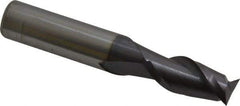 Accupro - 15/32", 1" LOC, 1/2" Shank Diam, 3" OAL, 2 Flute, Solid Carbide Square End Mill - Single End, AlTiN Finish, Spiral Flute, 40° Helix, Centercutting, Right Hand Cut, Right Hand Flute - Apex Tool & Supply