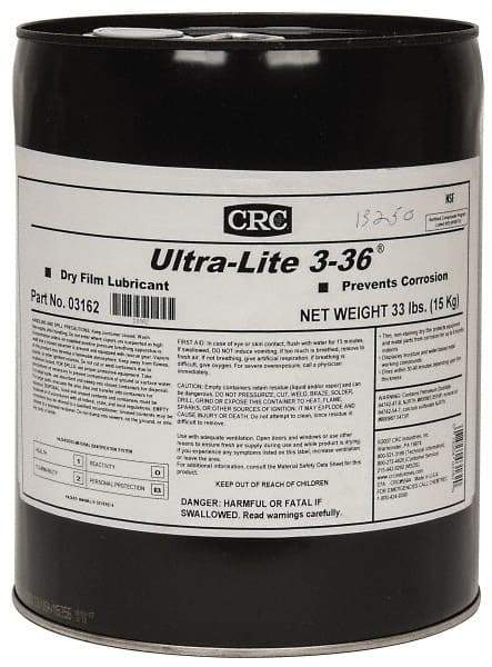 CRC - 5 Gal Pail Dry Film Lubricant - Amber, -40°F to 300°F, Food Grade - Apex Tool & Supply