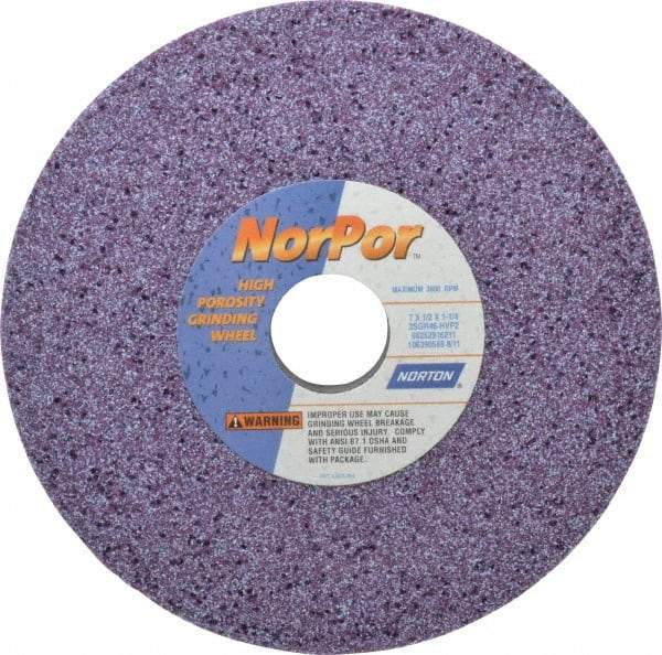 Norton - 7" Diam x 1-1/4" Hole x 1/2" Thick, H Hardness, 46 Grit Surface Grinding Wheel - Ceramic, Type 1, Coarse Grade, 3,600 Max RPM, Vitrified Bond, No Recess - Apex Tool & Supply
