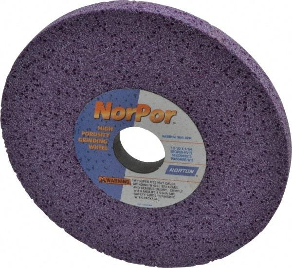 Norton - 7" Diam x 1-1/4" Hole x 1/2" Thick, H Hardness, 60 Grit Surface Grinding Wheel - Ceramic, Type 1, Medium Grade, 3,600 Max RPM, Vitrified Bond, No Recess - Apex Tool & Supply