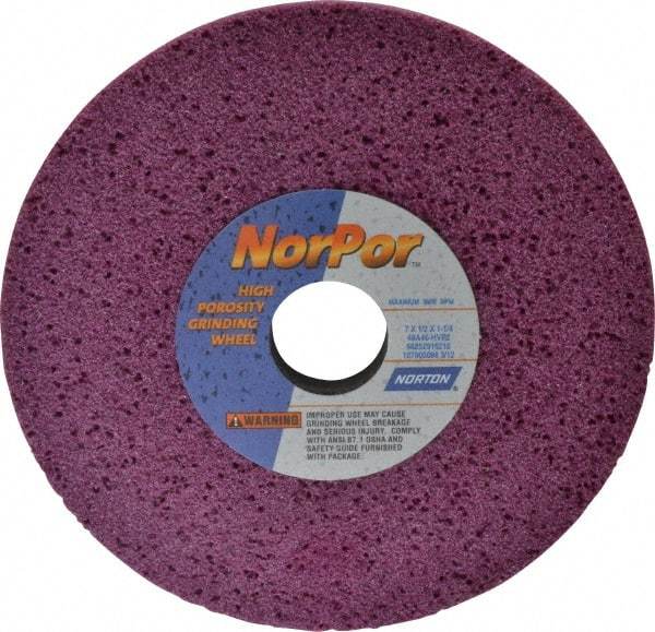 Norton - 7" Diam x 1-1/4" Hole x 1/2" Thick, H Hardness, 46 Grit Surface Grinding Wheel - Aluminum Oxide, Type 1, Coarse Grade, 3,600 Max RPM, Vitrified Bond, No Recess - Apex Tool & Supply