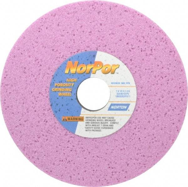 Norton - 7" Diam x 1-1/4" Hole x 1/2" Thick, G Hardness, 46 Grit Surface Grinding Wheel - Aluminum Oxide, Type 1, Coarse Grade, 3,600 Max RPM, Vitrified Bond, No Recess - Apex Tool & Supply