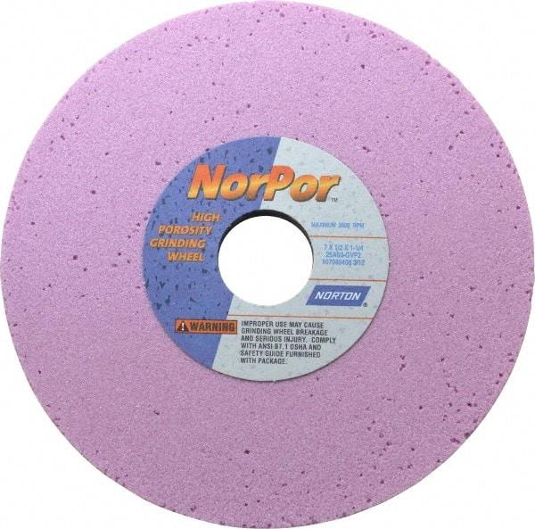 Norton - 7" Diam x 1-1/4" Hole x 1/2" Thick, G Hardness, 60 Grit Surface Grinding Wheel - Aluminum Oxide, Type 1, Medium Grade, 3,600 Max RPM, Vitrified Bond, No Recess - Apex Tool & Supply