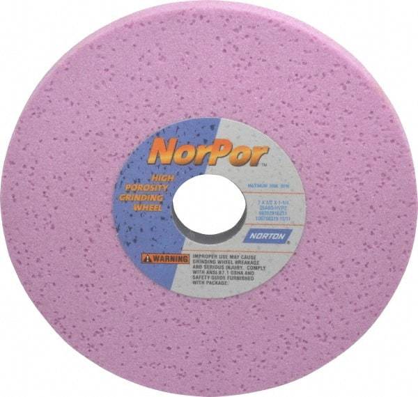 Norton - 7" Diam x 1-1/4" Hole x 1/2" Thick, H Hardness, 60 Grit Surface Grinding Wheel - Aluminum Oxide, Type 1, Medium Grade, 3,600 Max RPM, Vitrified Bond, No Recess - Apex Tool & Supply