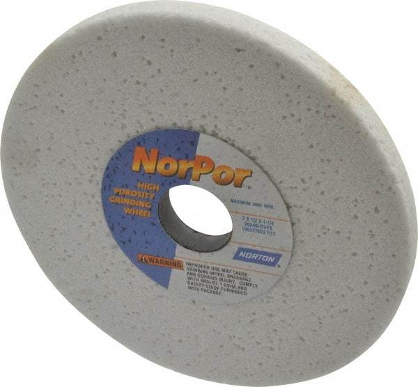 Norton - 7" Diam x 1-1/4" Hole x 1/2" Thick, G Hardness, 46 Grit Surface Grinding Wheel - Aluminum Oxide, Type 1, Coarse Grade, 3,600 Max RPM, Vitrified Bond, No Recess - Apex Tool & Supply