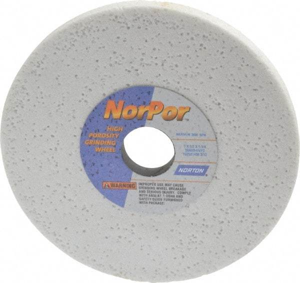 Norton - 7" Diam x 1-1/4" Hole x 1/2" Thick, H Hardness, 60 Grit Surface Grinding Wheel - Aluminum Oxide, Type 1, Medium Grade, 3,600 Max RPM, Vitrified Bond, No Recess - Apex Tool & Supply