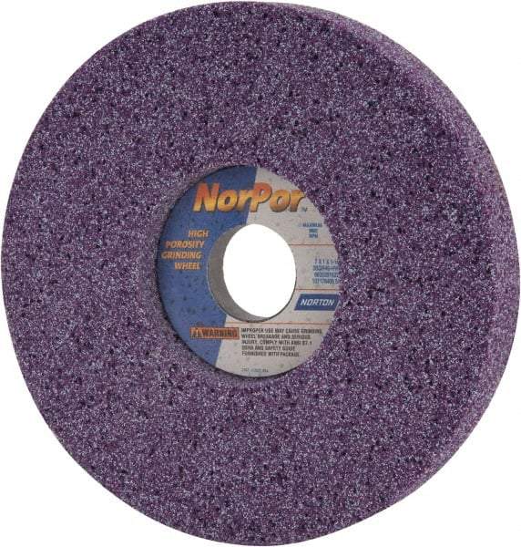 Norton - 7" Diam x 1-1/4" Hole x 1" Thick, H Hardness, 46 Grit Surface Grinding Wheel - Ceramic, Type 5, Coarse Grade, 3,600 Max RPM, Vitrified Bond, One-Side Recess - Apex Tool & Supply