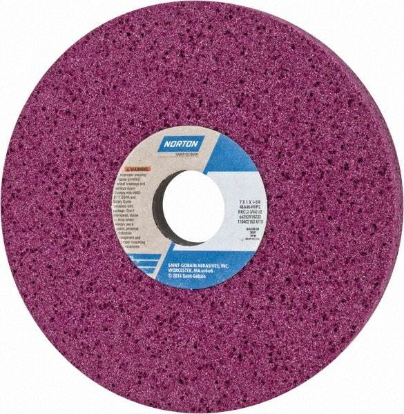 Norton - 7" Diam x 1-1/4" Hole x 1" Thick, H Hardness, 46 Grit Surface Grinding Wheel - Aluminum Oxide, Type 5, Coarse Grade, 3,600 Max RPM, Vitrified Bond, One-Side Recess - Apex Tool & Supply