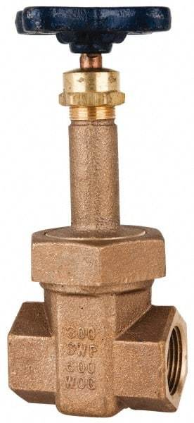 NIBCO - 3/4" Pipe, Class 300, Threaded Bronze Alloy Solid Wedge Stem Gate Valve with Stainless Steel Trim - 600 WOG, 300 WSP, Union Bonnet - Apex Tool & Supply