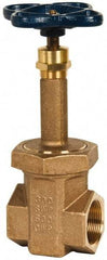 NIBCO - 1-1/2" Pipe, Class 300, Threaded Bronze Alloy Solid Wedge Rising Stem Gate Valve - 600 WOG, 300 WSP, Union Bonnet - Apex Tool & Supply