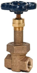 NIBCO - 1/4" Pipe, Class 300, Threaded Bronze Alloy Solid Wedge Rising Stem Gate Valve - 600 WOG, 300 WSP, Union Bonnet - Apex Tool & Supply
