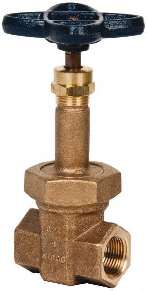 NIBCO - 3/4" Pipe, Class 300, Threaded Bronze Alloy Solid Wedge Rising Stem Gate Valve - 600 WOG, 300 WSP, Union Bonnet - Apex Tool & Supply